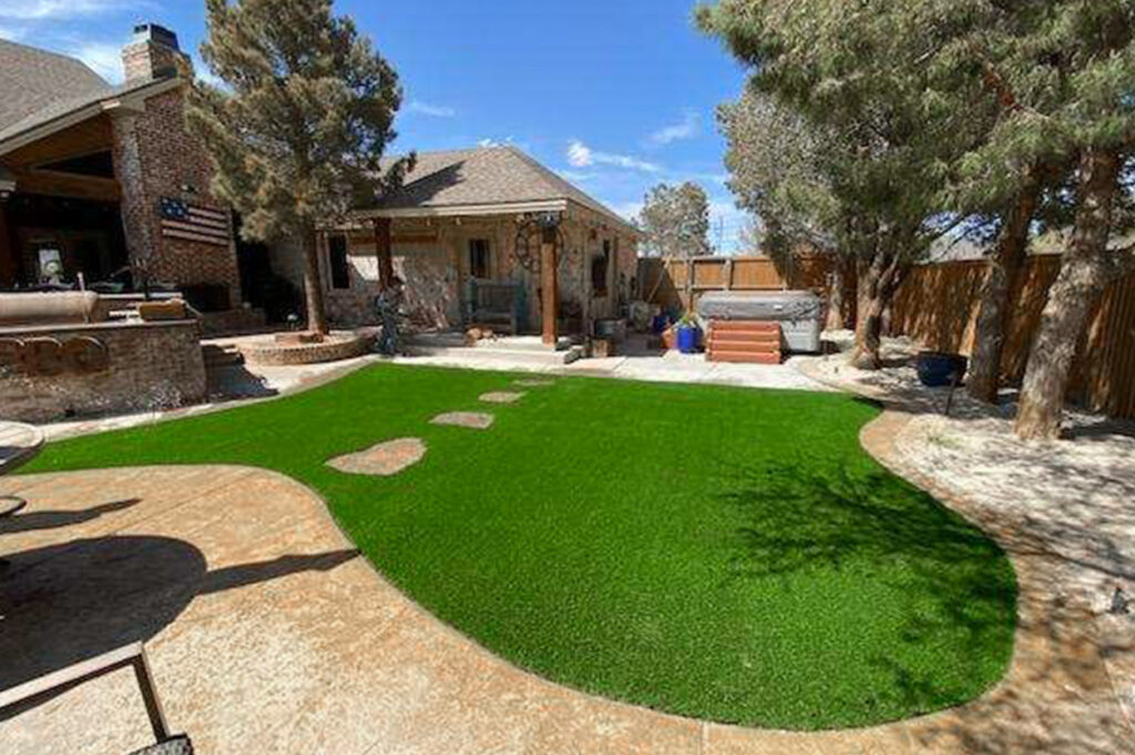 Residential artificial turf installed in Lubbock, TX by South Plains Turf