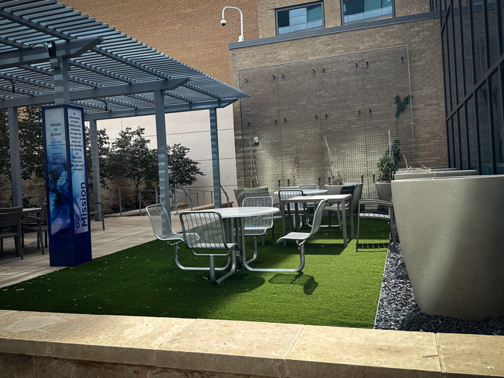 Commercial Synthetic Turf installed in Lubbock, TX at Covenant Hospital.